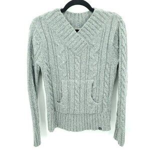 Eastern Mountain Sports Lambswool-Blend V-Neck Kangaroo Pocket Sweater M Gray